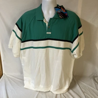 Vintage NOS Sasson Mens Polo Shirt Short Sleeve NWT 3XL XXXL Colorblock FS! - Image 1 of 4