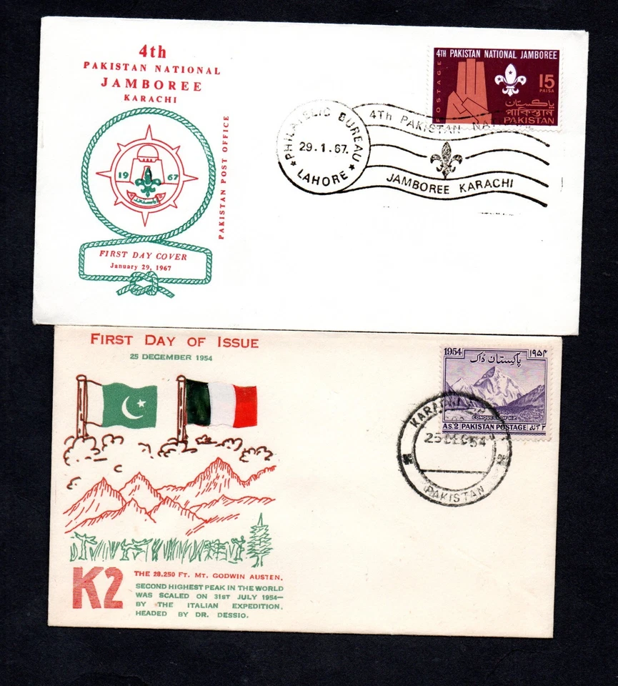 2 Pakistan First Day Covers 1954 K" & 1967 Scouts Jamboree As Scanned - Image 1 of 1