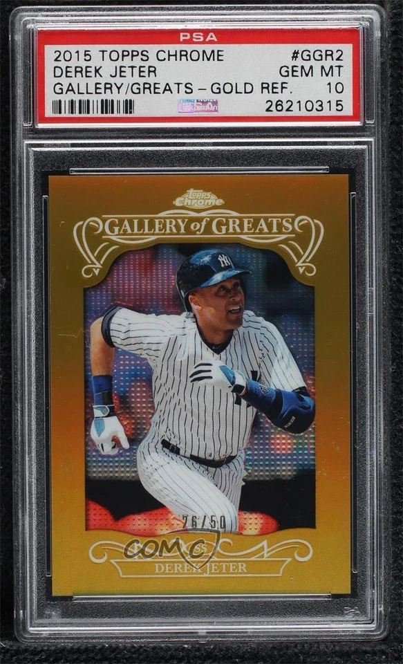 2015 Chrome Gallery of Greats Gold Refractor /50 Derek Jeter PSA 10 GEM MT HOF - Image 1 of 2