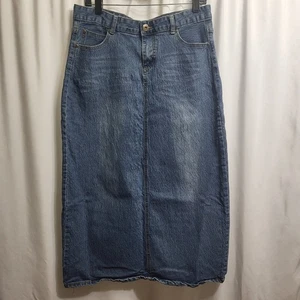 Y2K Denim Maxi Jupe Bleu Jean Jupe Longue Femme Décontractée Classique 32" Taille 12/14 - Photo 1/7