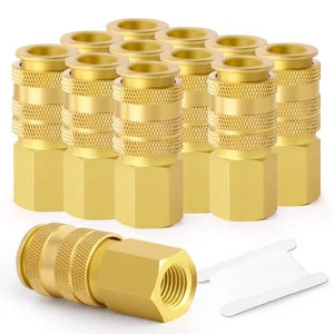 12PCS 1/4-Inch Universal Brass Female Industrial Coupler,1/4 Inch NPT Female ... - Picture 1 of 7