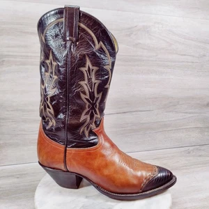 Vintage Tony Lama zweifarbige Cowboystiefel Herren 10,5 D schwarz braun cognac Eidechse Western - Bild 1 von 13