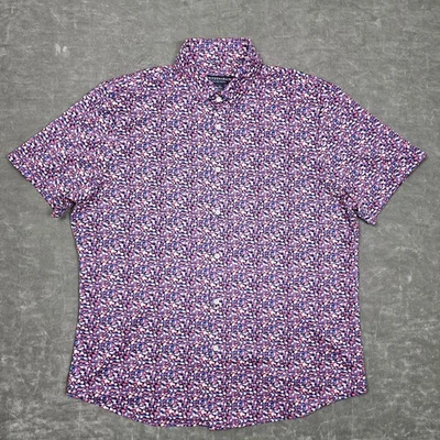 Mizzen + Main Shirt Mens Medium Blue Pink Dot Print Classic Fit Button Front - Image 1 of 4