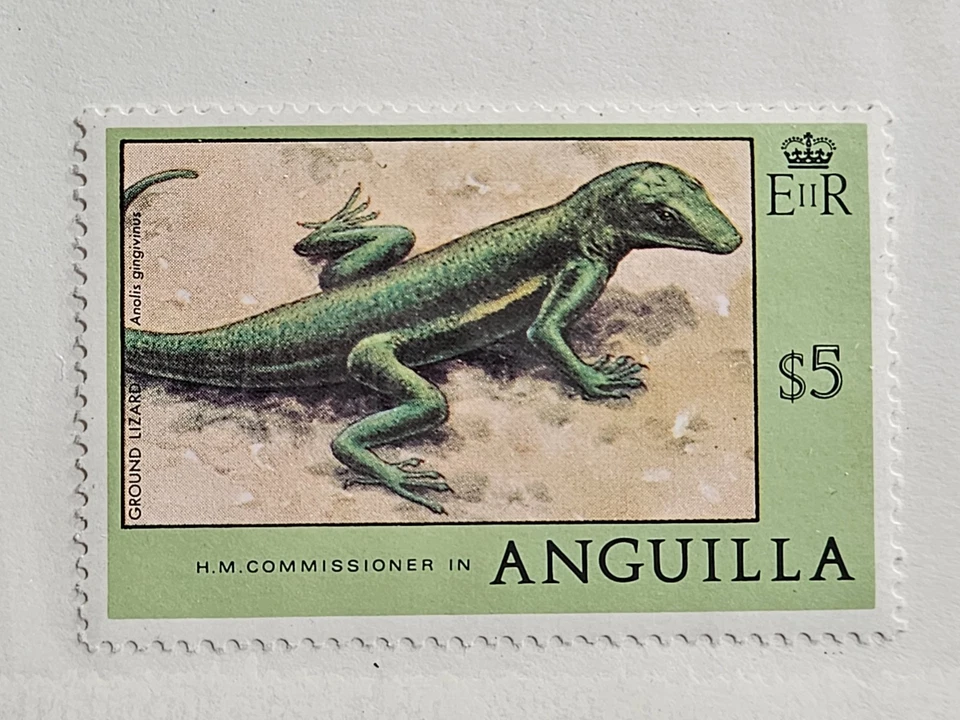 Sello de Anguila Sc 289, lagarto de tierra de $5, en estado bastante bueno MNH CV $5,00 (507622) Foto 1 de 1