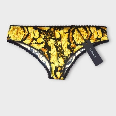 NEW VERSACE BAROCCO WOMANS BRIEF  BLACK AND GOLD AUTHENTIC SIZE 2 / M - Image 1 of 4