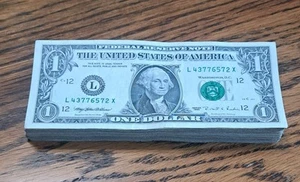"X" NOTES - LOT OF 72 - $1 (ONE DOLLAR) FANCY SERIAL NUMBERS"X" NOTES -... - Picture 1 of 3