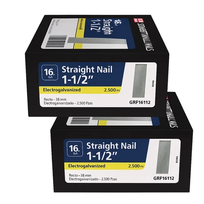 PACK de 2 clavos Grip-Rite calibre 16 galvanizado acabado recto, 1-1/2 pulg. (5000-Total Foto 1 de 2