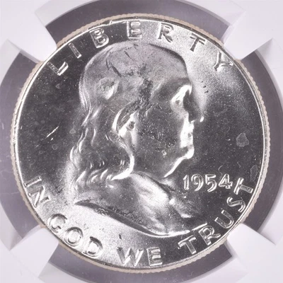 1954 Franklin Silver Half Dollar - NGC MS64 - "Bugs Bunny" - Image 1 of 4