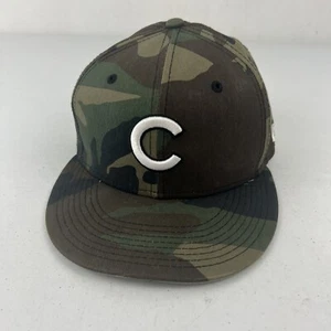 Chicago Cubs New Era Fitted Hat Cap Woodland Camo 59FIFTY Sz 6 7/8 MLB Outdoors - Picture 1 of 3