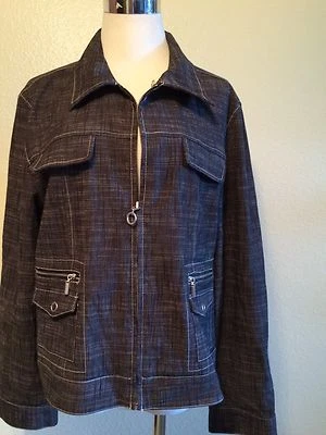 Mac & Jac Women's Zip Front Jacket Flap pockets Zipper Pockets Black 14 - Image 1 of 4