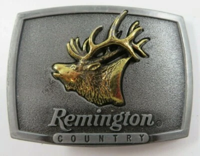 Fivela de cinto vintage 1986 REMINGTON COUNTRY bronze estanho BUGLING ELK - Imagem 1 de 4