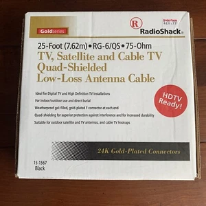 Nuevo Radio Shack 25' Satelital Cable TV Cuatro Blindados Cable Antena Baja Pérdida 24k - Imagen 1 de 3
