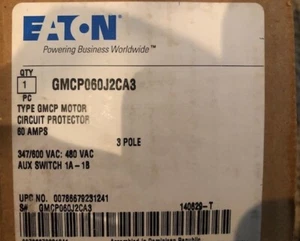 PROTECTOR MOTOR DISYUNTOR EATON GMCP060J2CA3 3 POLOS 60A ¡NUEVO EN CAJA! - Imagen 1 de 1