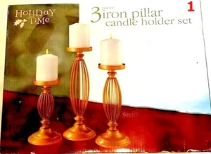 Iron Pillar Candle Holder set 3 Arm Metal Candle Holder - Picture 1 of 7
