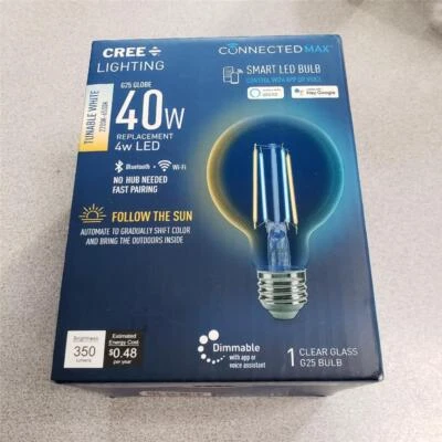 = Cree Lighting 40W Replacement 4W LED Tunable White G25 Smart Bulb NEW - Image 1 of 4
