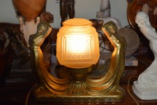 Deco Lady Lamp 1 Spelter with a Gold finish