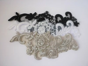 (3,05€/St.) 1 Spitze 8x20cm Applikation Aufnäher Stickerei Spitzeneinsatz Nr.:10 - Bild 1 von 7