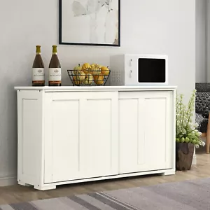 Buffet Sideboard Cabinet Cupboard Storage Shelves Kitchen Hallway Creamy White - Picture 1 of 12