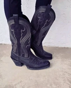 Ariat Lively Black Leather Square Toe Cowboy Western Boots Womens Size 6 B - Picture 1 of 5