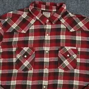 Lucky Brand Sportswear Flannel Shirt XXL Western Pearl Snap Red Plaid - Picture 1 of 10