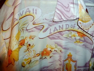 Camisa vintage de rayón "Hawaii-Land of Aloha" en morado pastel suave. Talla grande Foto 1 de 4