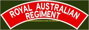 RAR on SCARLET BACKGROUND ROCKER 400mm - EMBROIDERED MILITARY BIKER PATCH - Picture 1 of 2