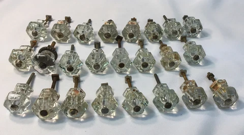 24 Vintage Prism Glass Drawer Knobs. Each 6 ￼-sided Knob Is 1”x1” Cover