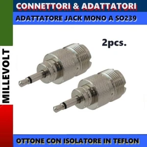 2pz. ADATTATORE JACK MONO A SO239 PL259 FEMMINA DEGEN TECSUN RICEVITORE ANTENNA - Zdjęcie 1 z 3