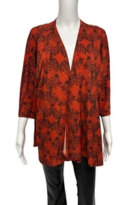 LulaRoe Women's 3/4 Sleeve Red And Black Floral Open Front Lindsay Size M - Picture 1 of 10