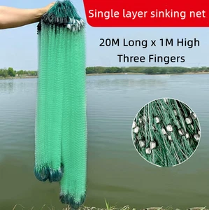 Rete da Pesca Lunghezza 20m Pieghevole Rete da Pesca Rete Pesce Singolo Strato Nylon Rete - Foto 1 di 27