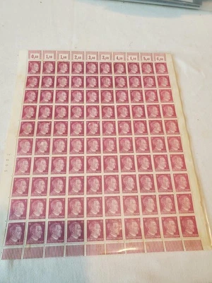 Hitler stamps sheet of 100, WWII, Scott 510, Mi 785, Germany - Image 1 of 4