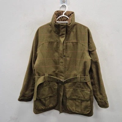 Barbour Caithness Waterproof Breathable Hooded Green Tweed Check Rain Coat Uk 14 - Image 1 of 4