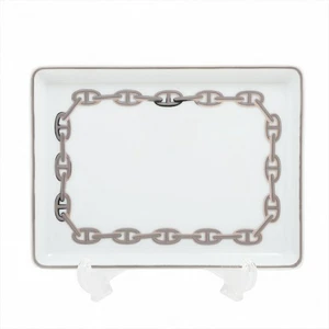 Hermes Cadena d’ancre Platino Plato Bandeja Porcelana 16x12x1.5cm Sin Caja Usado - Imagen 1 de 4