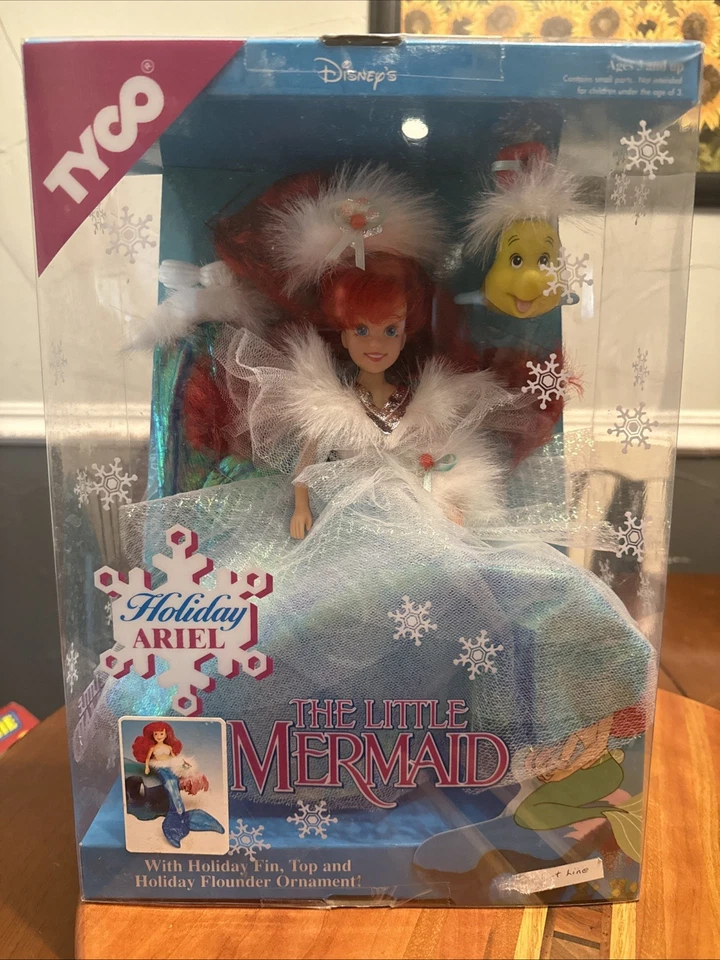 Disney The Little Mermaid Holiday Ariel Doll W/ Flounder Ornament Tyco #1811
