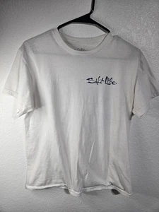 Salt Life T-Shirt Mens Size Small Fishing Live Salty Fish Surf Dive Sail White - Picture 1 of 12