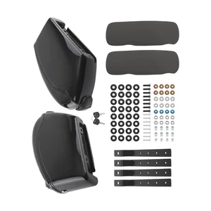Black Hard Saddle Bags Trunk Luggage For Harley Honda Yamaha 48*30*16cm - Picture 1 of 20