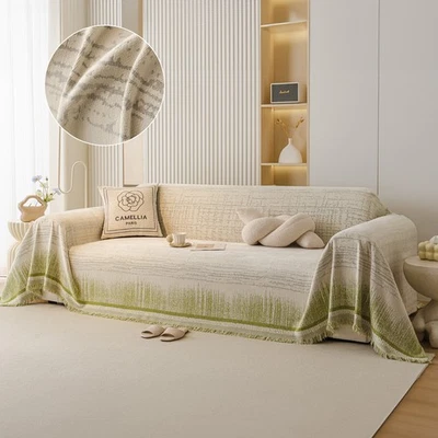 Chenille Boho Sofa Couch Cover Blanket for 2/3/4 Seater Couch Pet Protector 71"W - Image 1 of 4