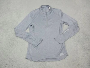Adidas Shirt Womens Extra Small Gray Logo Quarter Zip Stretch Athletic Ladies - Picture 1 of 11