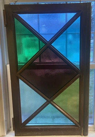 42”by25” vintage Large Stainglass window. Pine Craft Spokane,Washington Cover