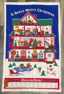 Vintage A Beary Merry Christmas Advent Calendar Wall Hanging Panel with Bear - Picture 1 of 4