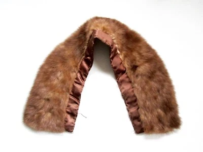 De colección Años 50 Marrón Visón Piel Cuello Satinado Forro Añadir al Abrigo Artesanal  Foto 1 de 3