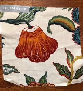 Celerie Kemble SCHUMACHER Hothouse Flowers 16 1/2" Linen Fabric Sample - Picture 1 of 3
