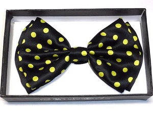 New Polka Dot Bow Tie Yellow and Black BowTie Ties Tuxedo - Picture 1 of 3