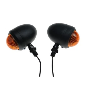 Luz indicadora de señales de giro de bala negra para motocicleta Cruiser Chopper Bobber CB - Imagen 1 de 4