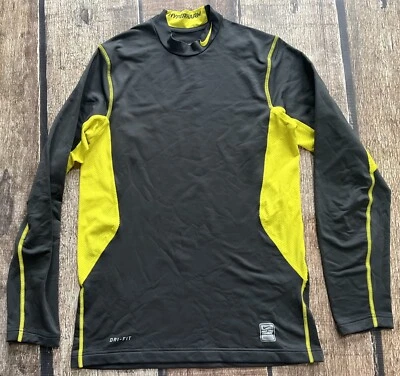 NIKE PRO COMBAT HYPERWARM MOC NECK FITTED COMPRESSION SHIRT GRAY MENS SMALL EUC - Image 1 of 4