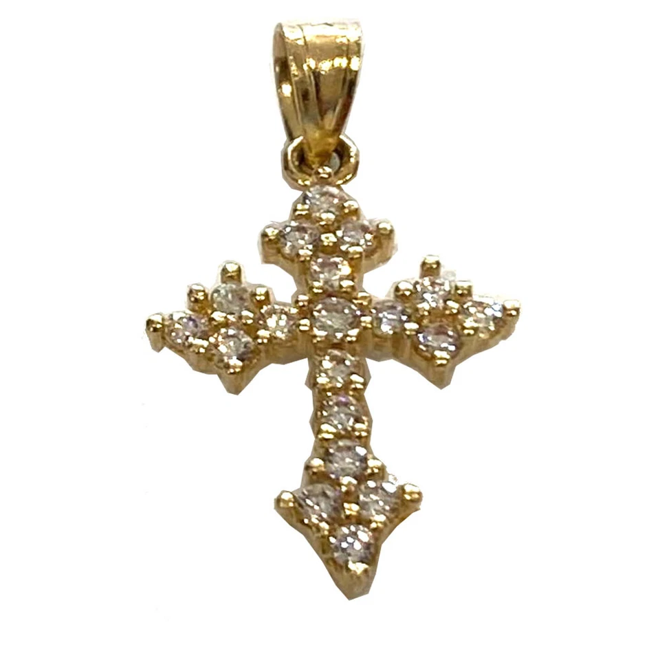 Dije colgante cruz circonita cúbica oro amarillo 14kt Foto 1 de 4