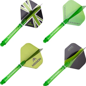Harrows Supergrip Dart Stems Shafts + Green Standard Flights Combo - Picture 1 of 5