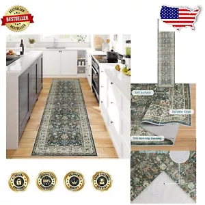 Soft Non-Slip Floral Medallion Runner Rug 2x8 - Perfect for Entryway or Kitchen - Picture 1 of 11