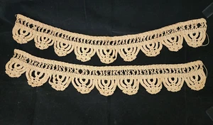 Vintage Pair of 18 inch Scalloped Crochet Neckline Flat Lace Estate Find - Picture 1 of 4