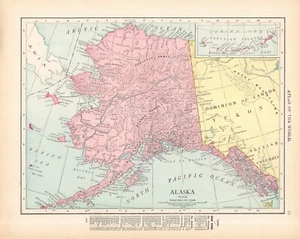 1914 Antique ALASKA MAP Vintage Atlas Map of Alaska Gallery Wall Decor 775 - Picture 1 of 3